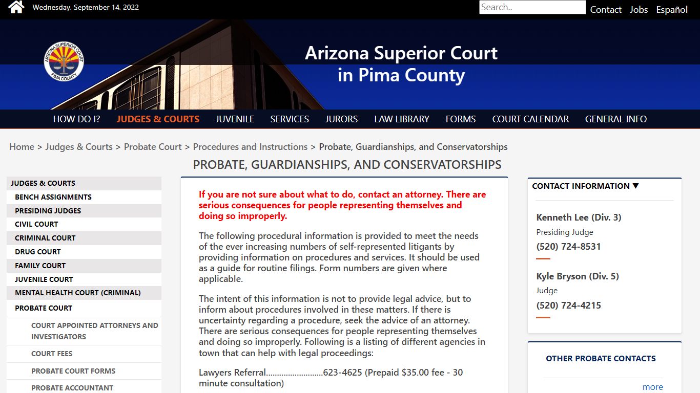 Probate, Guardianships, and Conservatorships - Pima County, Arizona
